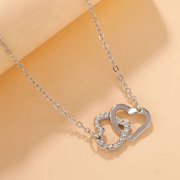 4-Piece Heart Shape Silver Jewelry Set for Girls with Bracelet, Earrings, Necklace and Ring