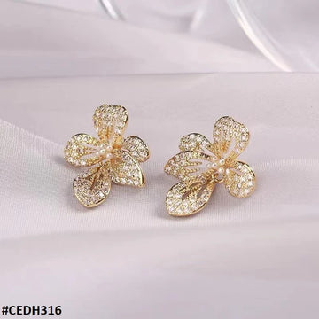 ZHL Flower Teardrop Earrings Pair