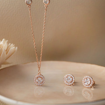 Minimal Cluster Rose Gold Plated Sterling Silver Necklace Set