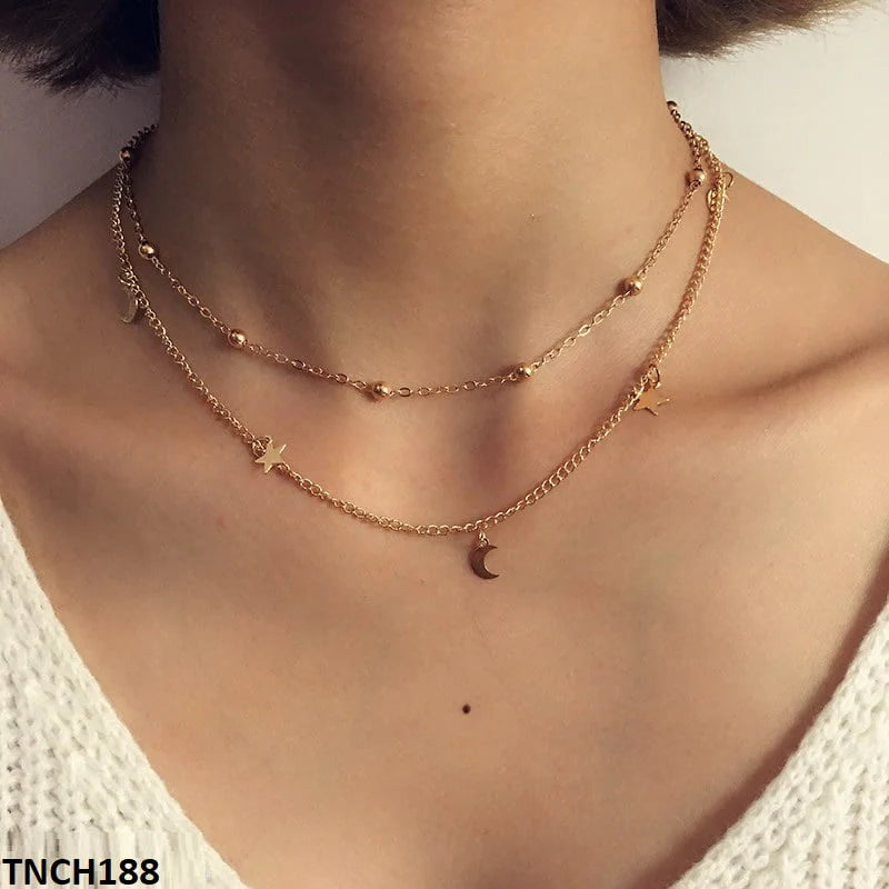 YYE Balls/Moons/Stars Curb Layered Necklace