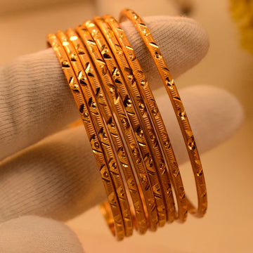 Beautiful Unique Design Golden Plated 8pc Bangle Set for Girls/Women