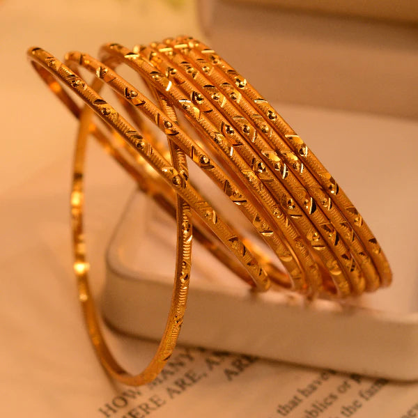 Beautiful Unique Design Golden Plated 8pc Bangle Set for Girls/Women